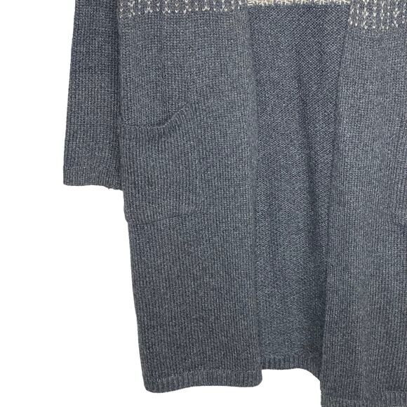 J Jill Womens Small Open Front Long Cardigan Duster Sweater Red Gray Wool Blend - Picture 4 of 9